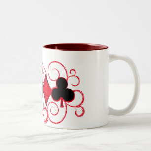 De Café Em Dois Tons O póquer roda caneca dos ternos