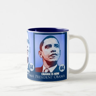 De Café Em Dois Tons O presidente Obama, mudança é agora caneca