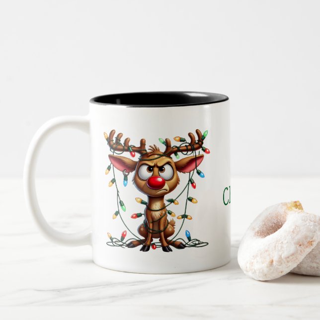De Café Em Dois Tons Oh Deer! O Natal chegou! Caneca (Com Donut)