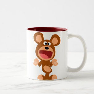 De Café Em Dois Tons "Oh…" Shrugging a caneca do urso dos desenhos