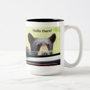 De Café Em Dois Tons "Olá! lá!" Caneca do urso preto