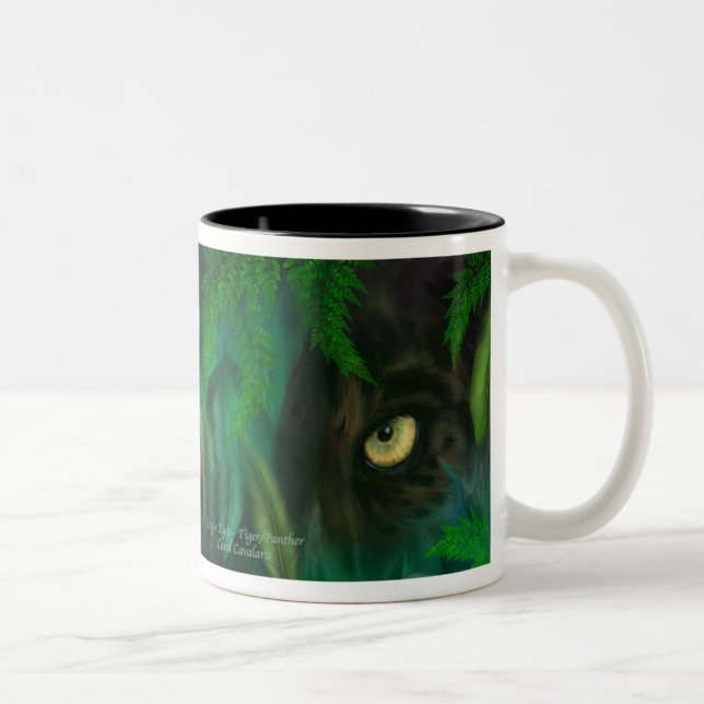 De Café Em Dois Tons Olhos da selva - caneca da arte da pantera & do (Direita)