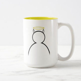 De Café Em Dois Tons Os chifres mantêm meu halo acima da caneca