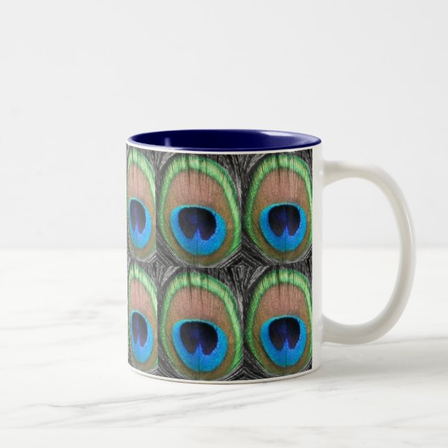 De Café Em Dois Tons Os olhos do pavão telharam a caneca (Direita)