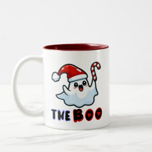 De Café Em Dois Tons Papais noeis Bonitos Espantam A Caneca Boo