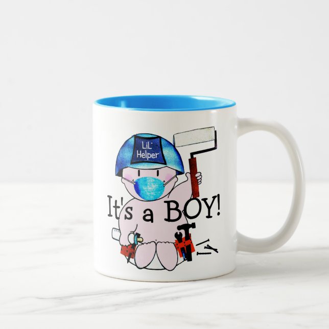 De Café Em Dois Tons Pequeno Menino Carpinteiro Stud Caneca (Direita)