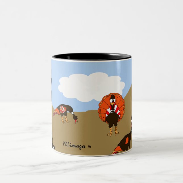 De Café Em Dois Tons Perus na caneca do outono (Centro)