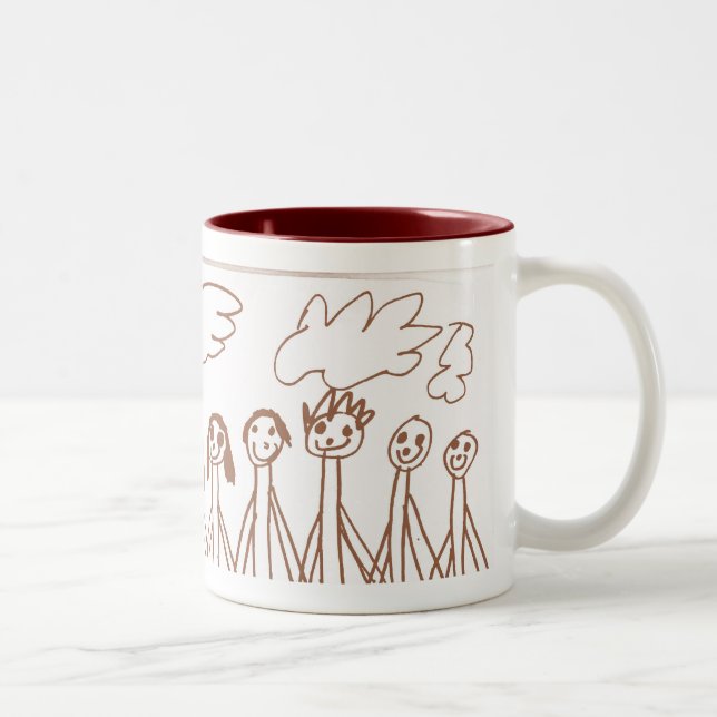 De Café Em Dois Tons Pessoas felizes que guardaram a caneca das mãos (Direita)
