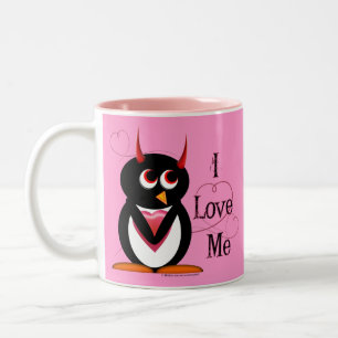 De Café Em Dois Tons Pinguim mau EU AMO-ME caneca