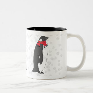De Café Em Dois Tons PINGUINS na caneca da NEVE