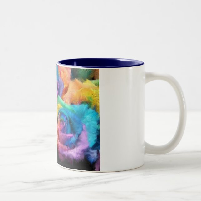 De Café Em Dois Tons Pintura da caneca dos rosas do arco-íris (Direita)