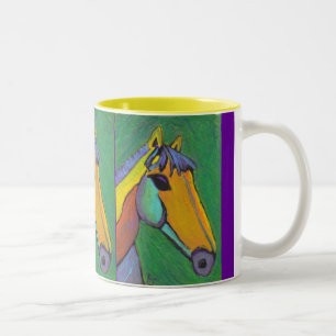 De Café Em Dois Tons Pônei pintado - caneca do desenhista