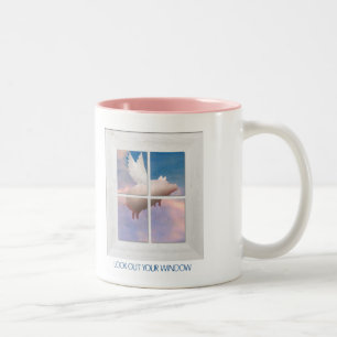 De Café Em Dois Tons porco do vôo durante todo a caneca da janela