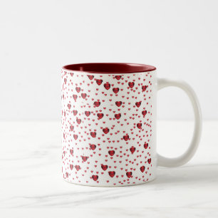 De Café Em Dois Tons Pouca caneca dos corações do rubi
