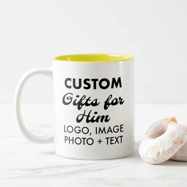 De Café Em Dois Tons Presentes personalizados para ele caneca amarela d (Com Donut)