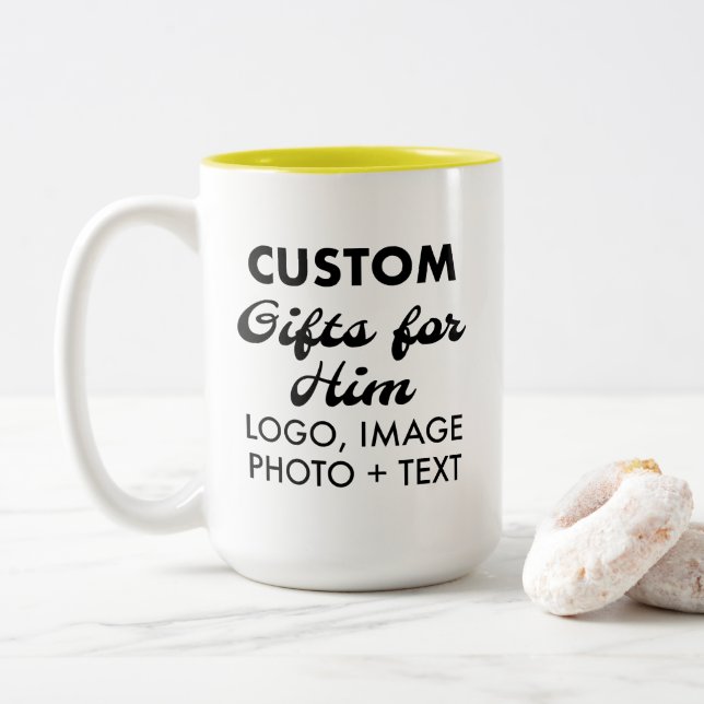 De Café Em Dois Tons Presentes personalizados para ele caneca amarela d (Com Donut)