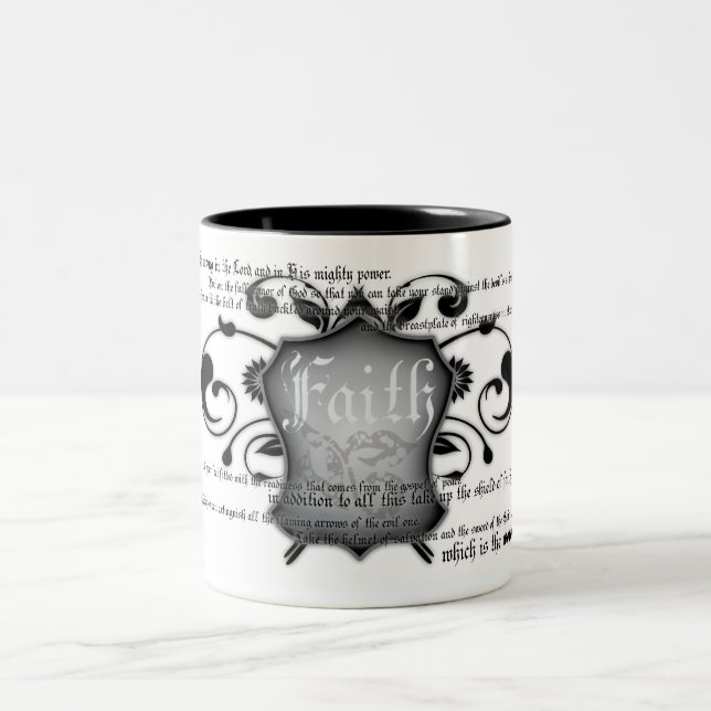 De Café Em Dois Tons Protetor da caneca cristã da fé (armadura do deus) (Centro)