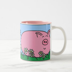 De Café Em Dois Tons Pyggie na caneca destro das margaridas