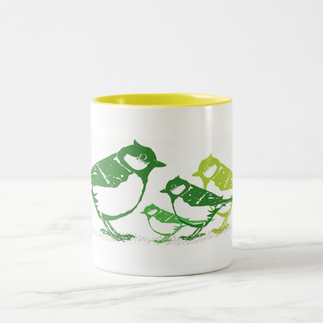 De Café Em Dois Tons Quatro a caneca dos pássaros (Centro)
