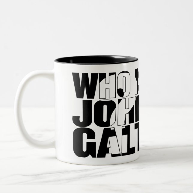 De Café Em Dois Tons Quem é John Galt? caneca 15oz (Esquerda)