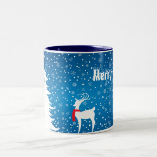 De Café Em Dois Tons Rena na caneca do Natal da neve