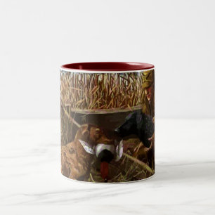 De Café Em Dois Tons Retrievers pintados por vinheta e caneca cerâmica