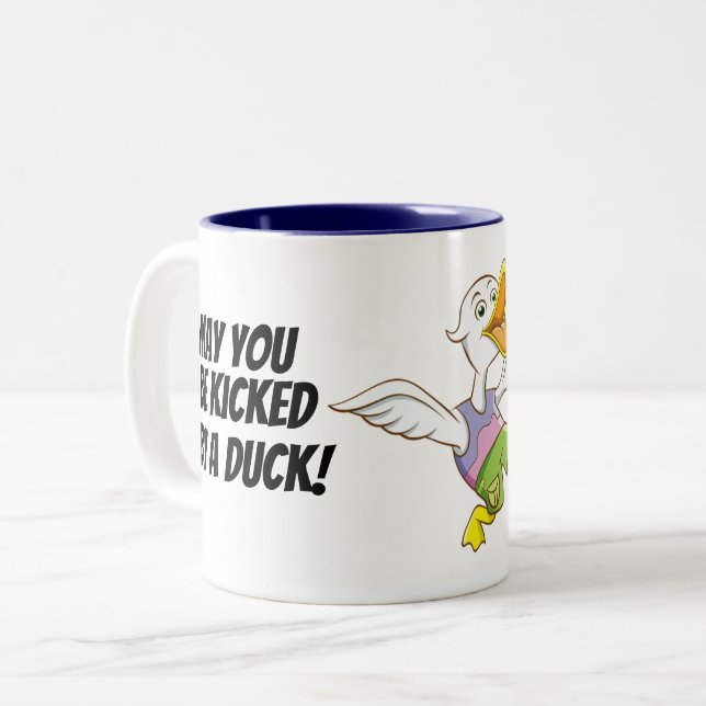 De Café Em Dois Tons Retrocedido pelo pato! Caneca ucraniana do pato (Frente Esquerda)