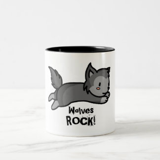 De Café Em Dois Tons ROCHA dos lobos! Caneca