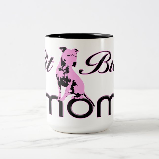 De Café Em Dois Tons Rosa do ~ da caneca da mamã do pitbull (Centro)
