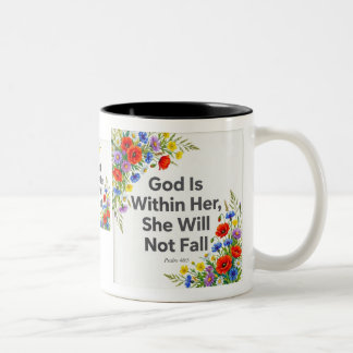De Café Em Dois Tons Salmo 46:5 DEUS Está Dentro Dela Caneca Cristã