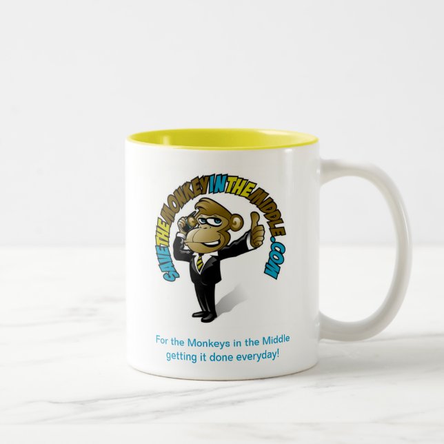 De Café Em Dois Tons Salvar o macaco na caneca amarela média (Direita)