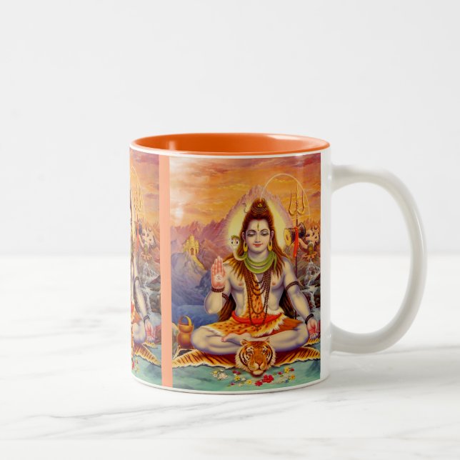 De Café Em Dois Tons Senhor Shiva Meditating Caneca (Direita)