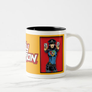 De Café Em Dois Tons Senhora Ação Caneca