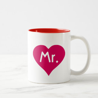 De Café Em Dois Tons Seu Sr. Caneca no coração vermelho - Sr. e Sra.