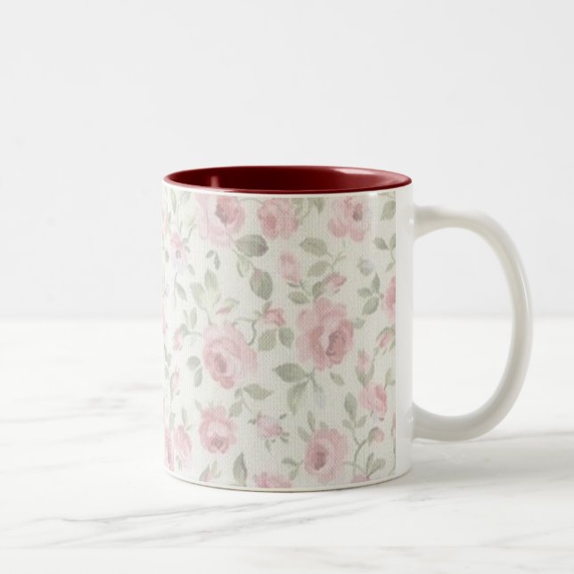 De Café Em Dois Tons Shabby Pequena Pequena Caneca Rosa Rosa (Direita)