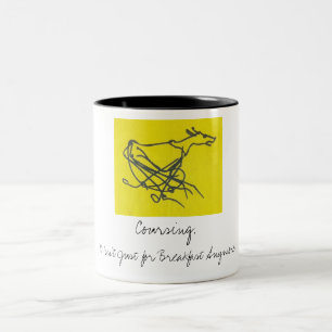 De Café Em Dois Tons Sighthound que percorre a caneca