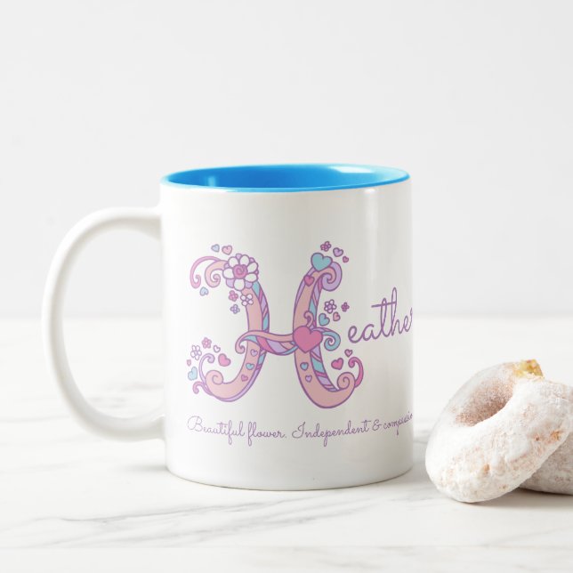 De Café Em Dois Tons Significado do nome Heather caneca personalizada c (Com Donut)
