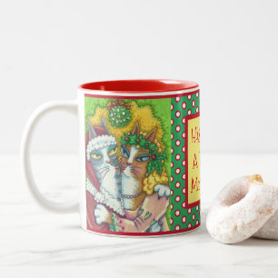 DE CAFÉ EM DOIS TONS SILVO N FITZ QUE BEIJA GATOS, CANECA DO XMAS DAS