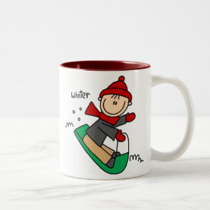 De Café Em Dois Tons Sledding a caneca da neve do inverno