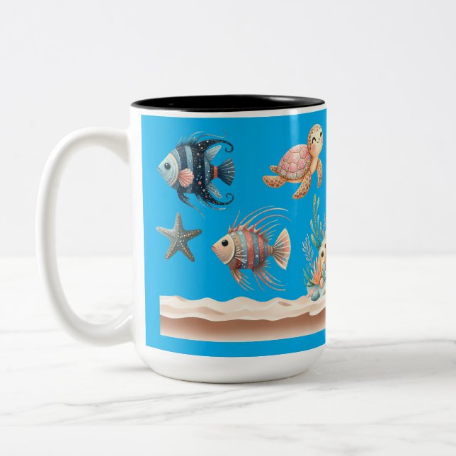 De Café Em Dois Tons Sob A Caneca Marítima (Esquerda)