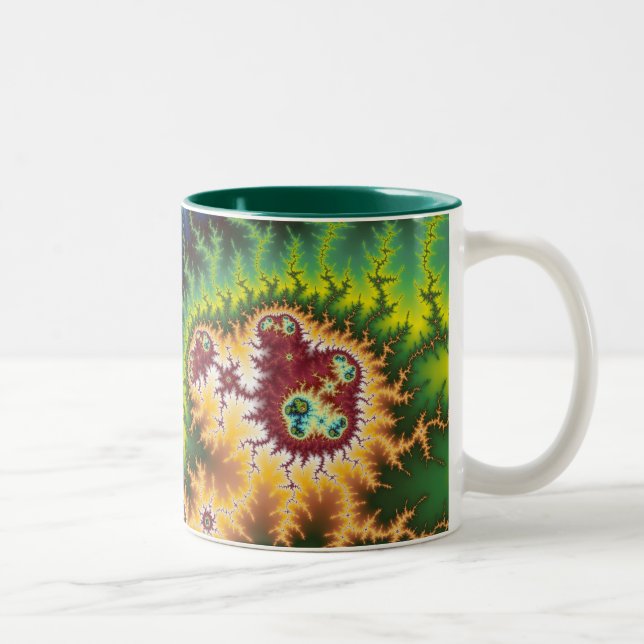 De Café Em Dois Tons Sob A Floresta - Caneca Fractal (Direita)