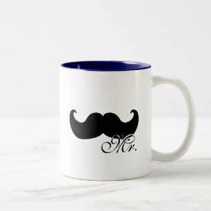 De Café Em Dois Tons Sr. caneca - com bigode preto