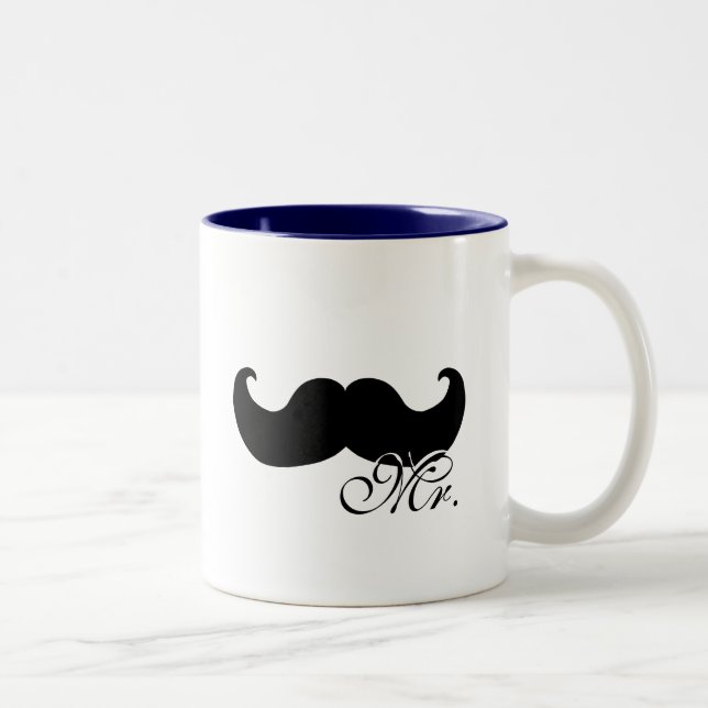 De Café Em Dois Tons Sr. caneca - com bigode preto (Direita)
