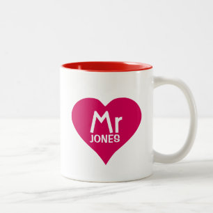 De Café Em Dois Tons Sr. personalizado Caneca no coração vermelho