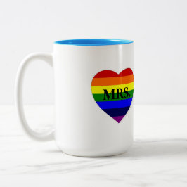 De Café Em Dois Tons Sra. caneca do coração do arco-íris