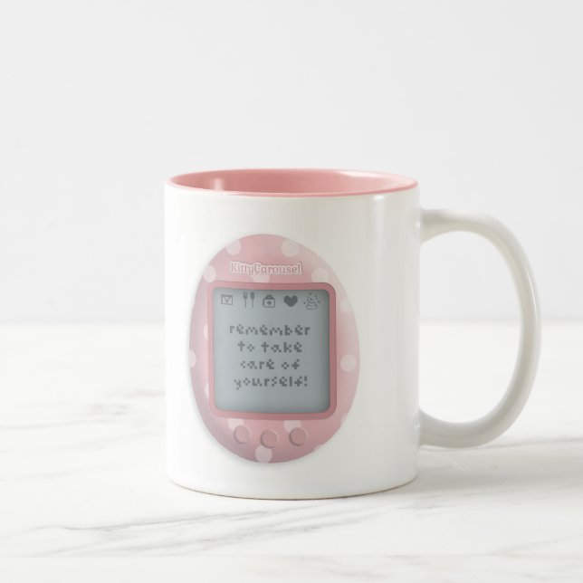 De Café Em Dois Tons Tamagotchi inspirou a caneca (Direita)