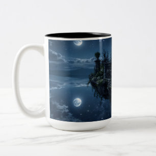 De Café Em Dois Tons Terraço Flutuante ao Luar Caneca Preta