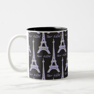 De Café Em Dois Tons Torre Eiffel Paris França Caneca Roxa e Preta