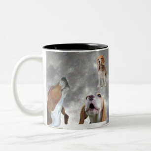 De Café Em Dois Tons Três lebreiros que urram na caneca da lua