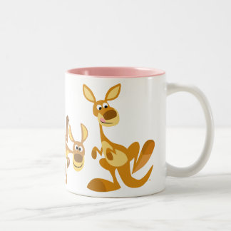 De Café Em Dois Tons Trio bonito da caneca dos cangurus dos desenhos